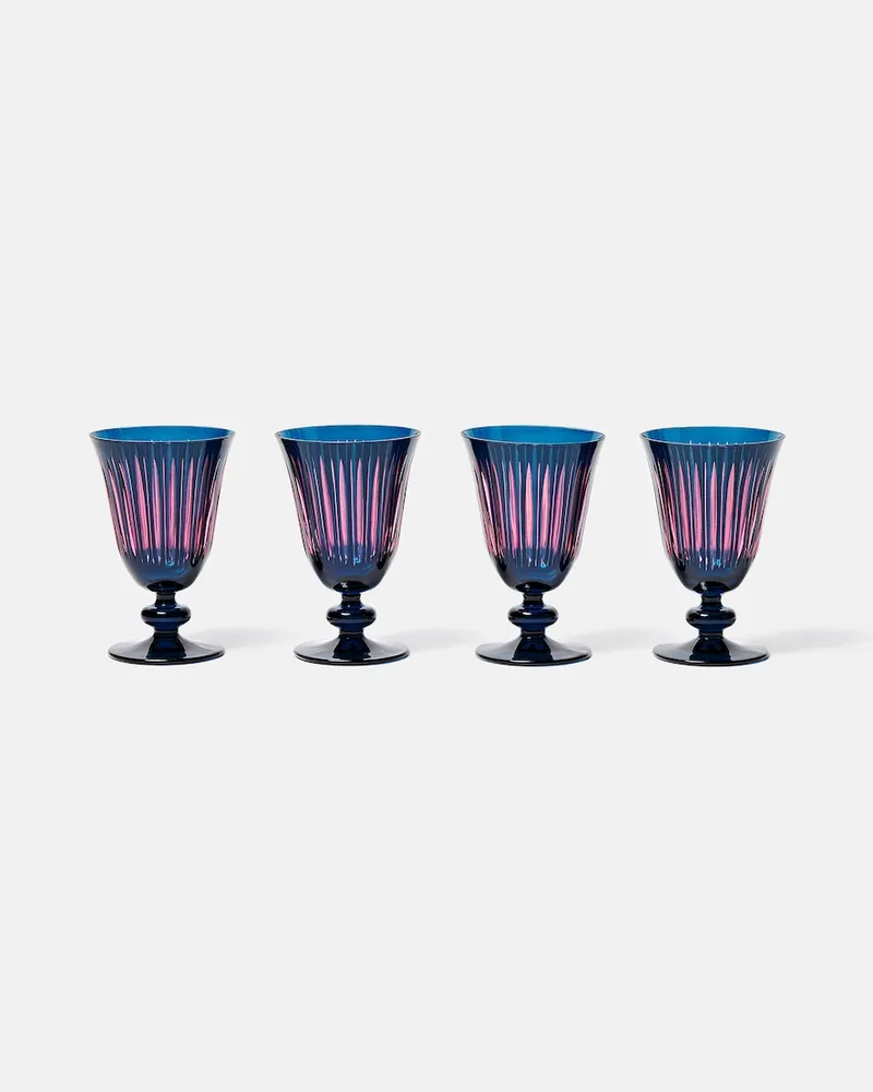 L’OBJET Set Prism aus vier Weingläsern Blau
