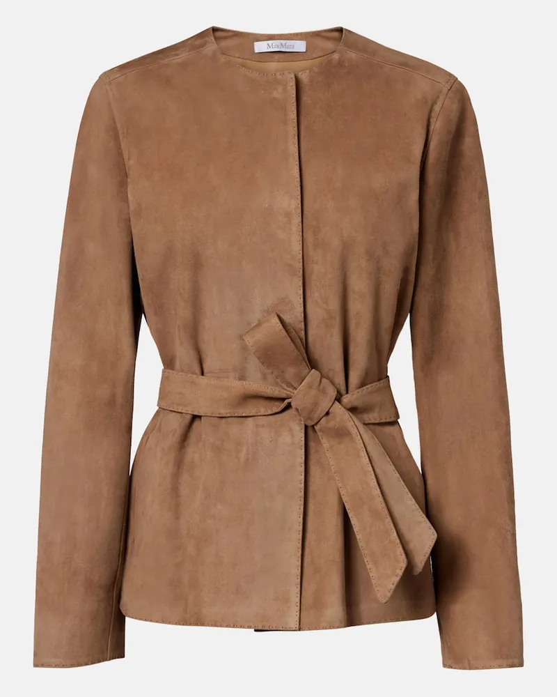 Max Mara Jacke Abito aus Veloursleder Beige