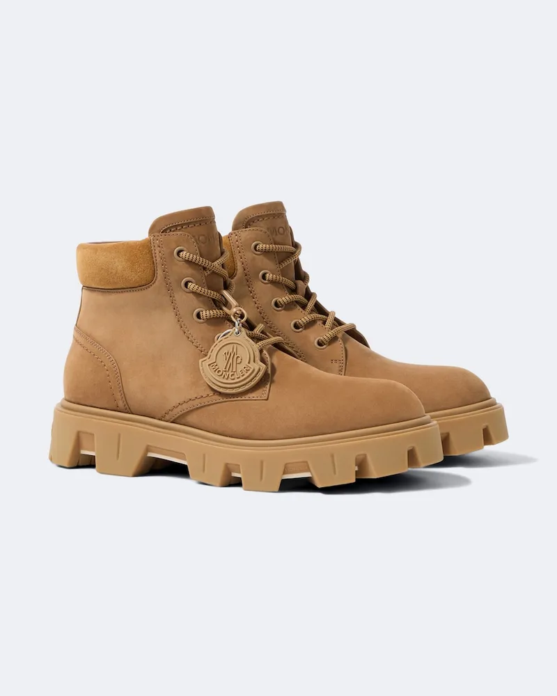 Moncler Schnürstiefel Peak City aus Veloursleder Beige