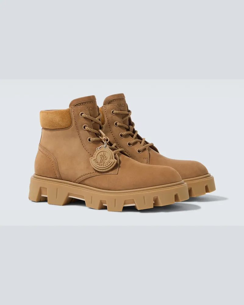 Moncler Schnürstiefel Peak City aus Veloursleder Beige