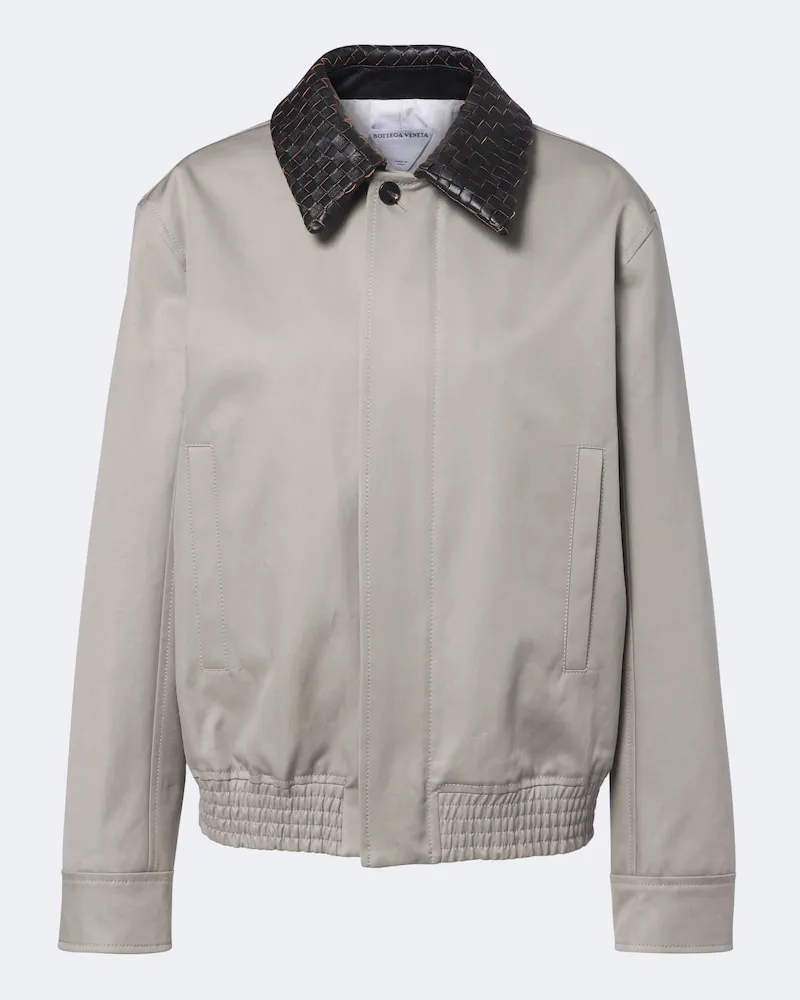 Bottega Veneta Oversize-Blouson Intrecciato aus Baumwolle Grau