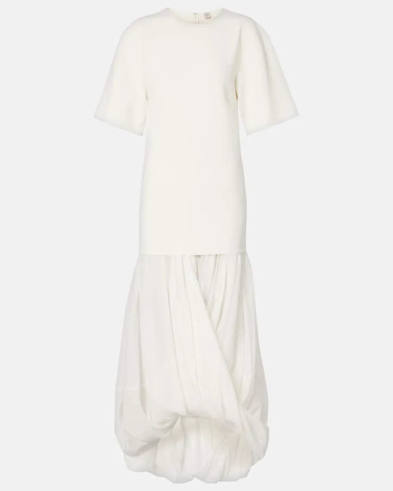 Totême Midikleid Cocoon aus Jersey Weiß