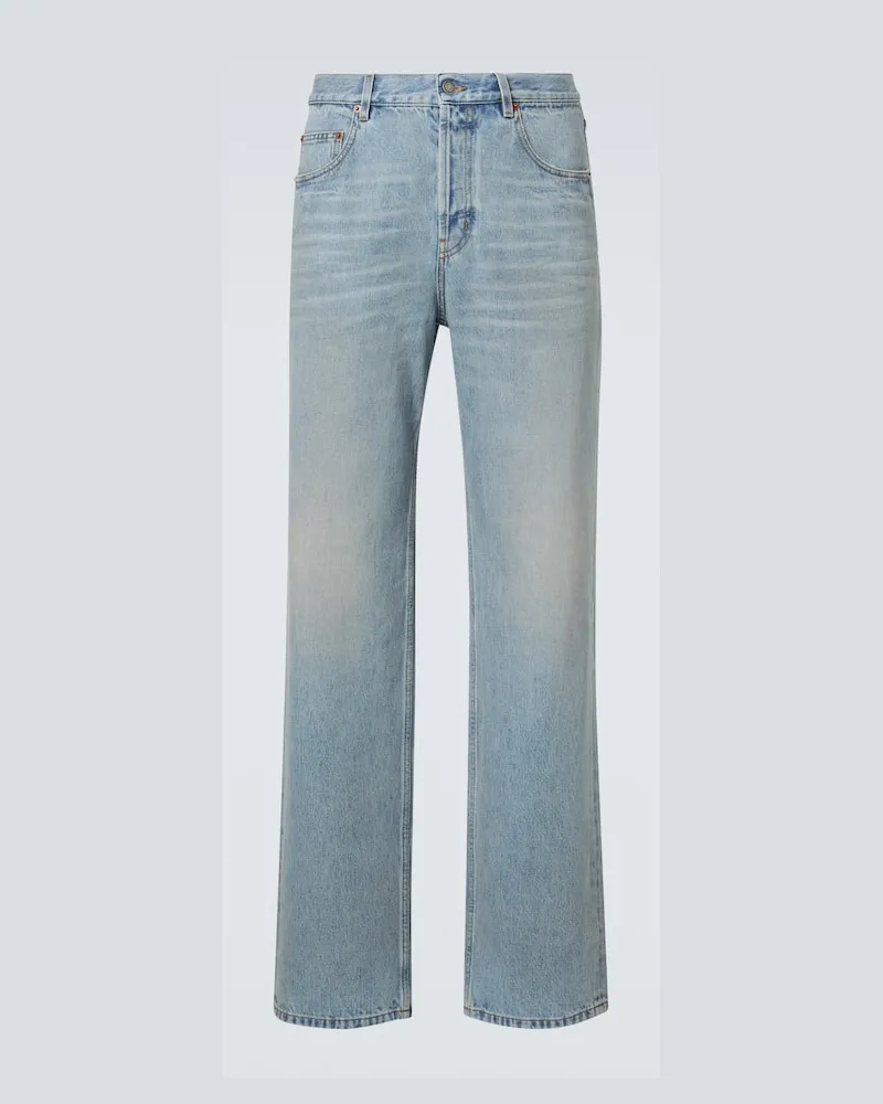 Saint Laurent Mid-Rise Straight Jeans Blau