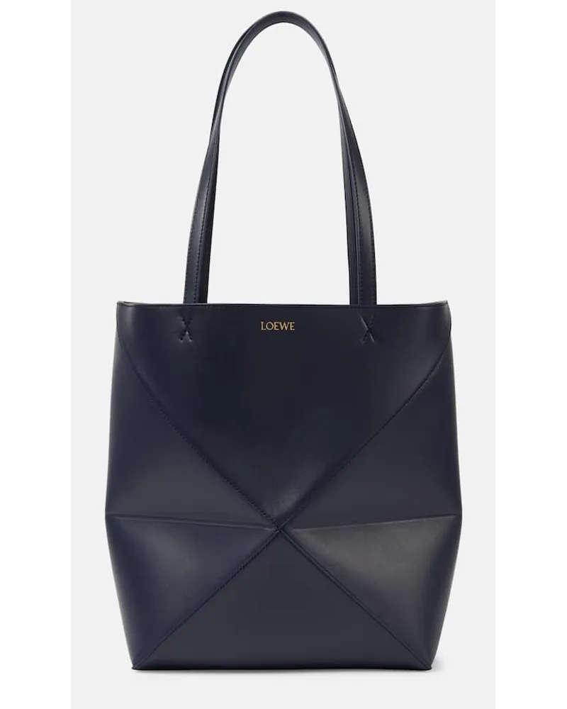 Loewe Tote Bag Puzzle Fold aus Leder Blau