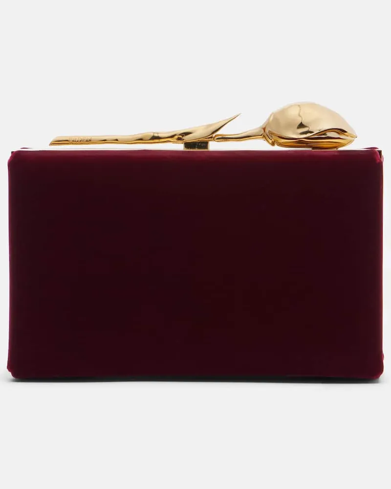 Erdem Clutch Bloom Mini aus Samt Burgunderrot