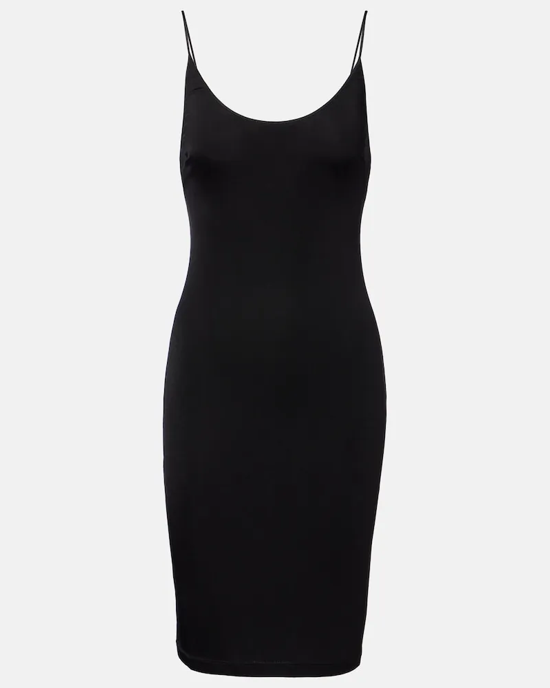 Saint Laurent Midikleid Cassandre aus Jersey Schwarz