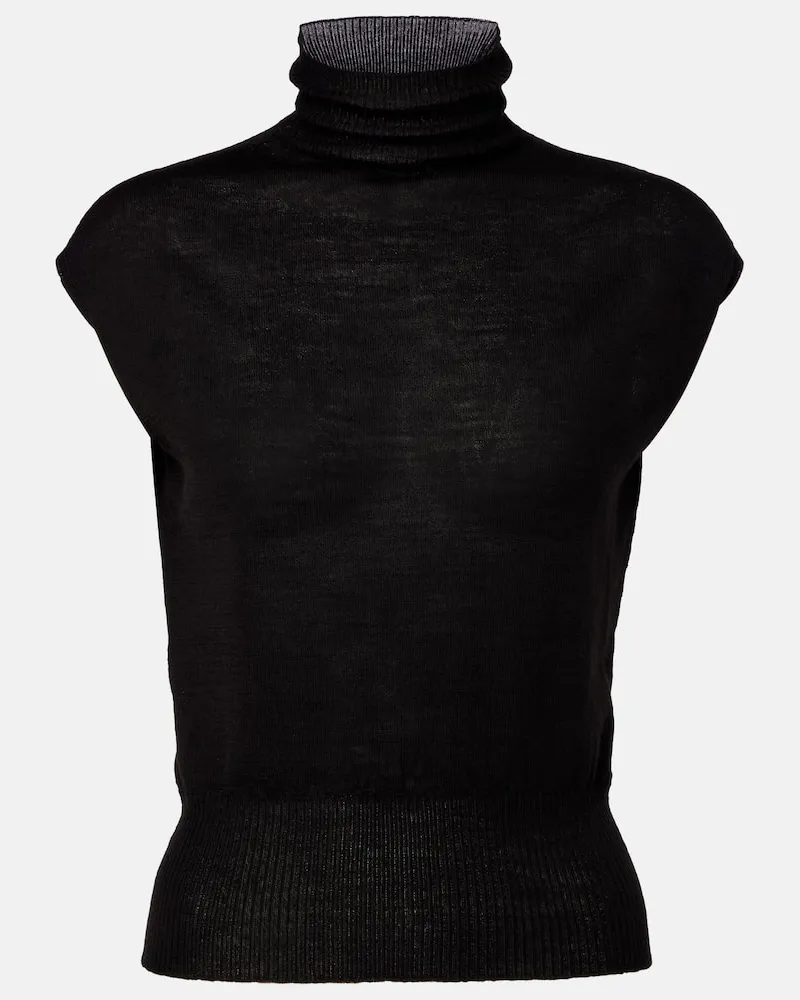 Rick Owens Top Turtle aus Schurwolle Schwarz