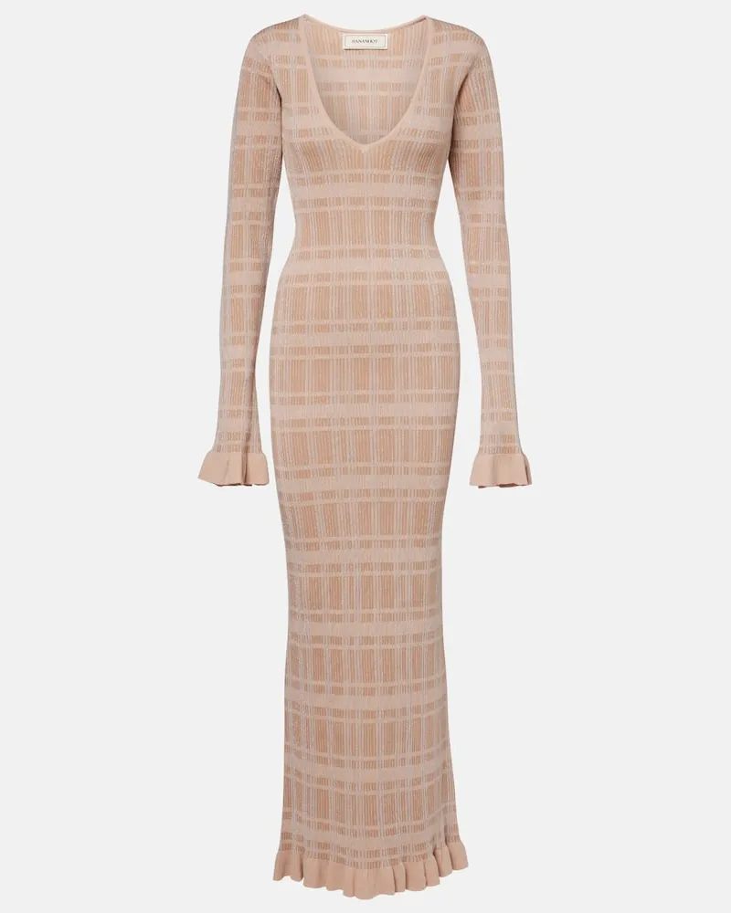 BANANHOT Maxikleid Ether aus Rippstrick Beige