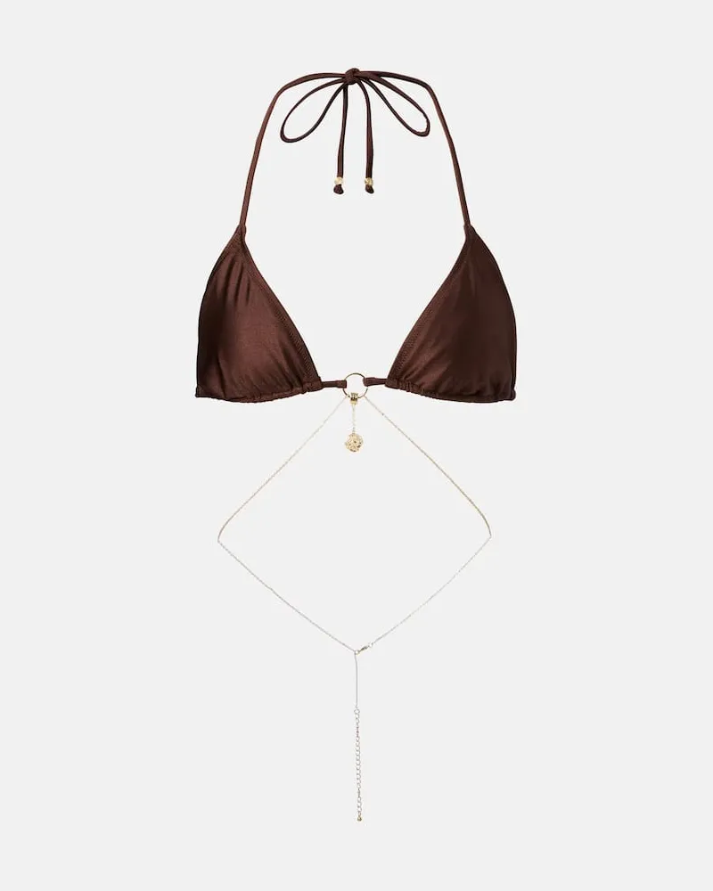 BANANHOT Verziertes Bikini-Oberteil Chain Braun