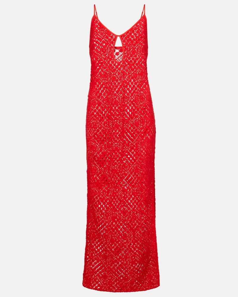 SIR Maxikleid Rayure aus Häkelstrick Rot