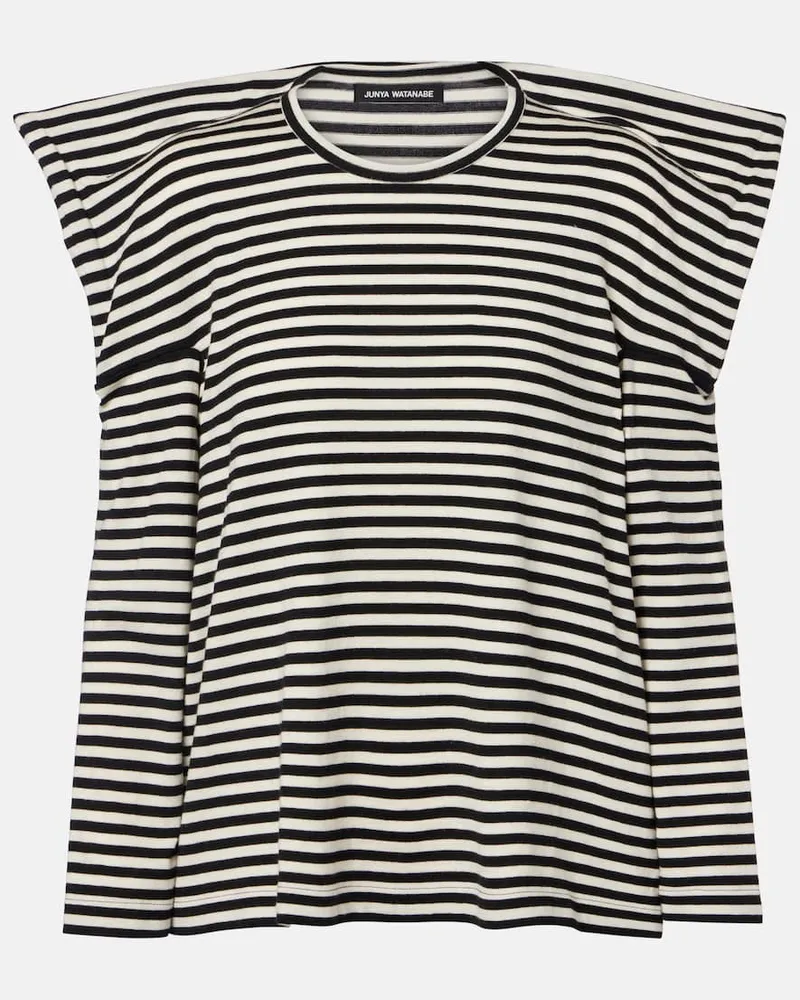 Junya Watanabe Top aus Baumwolle und Wolle Schwarz