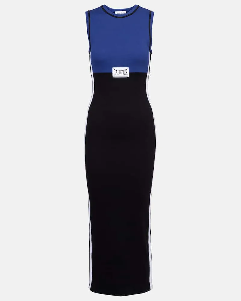 Jean Paul Gaultier Midikleid aus einem Baumwollgemisch Blau