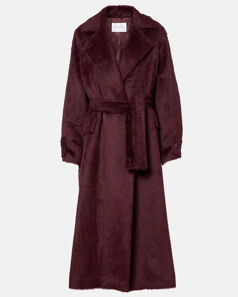 Max Mara Mantel Albata aus Alpakawolle und Wolle Burgund