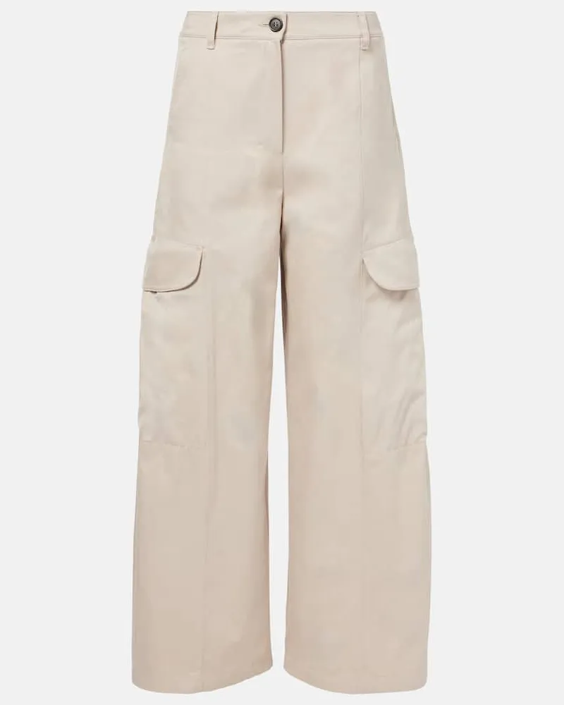 Max Mara Cargohose aus Baumwoll-Gabardine Weiß