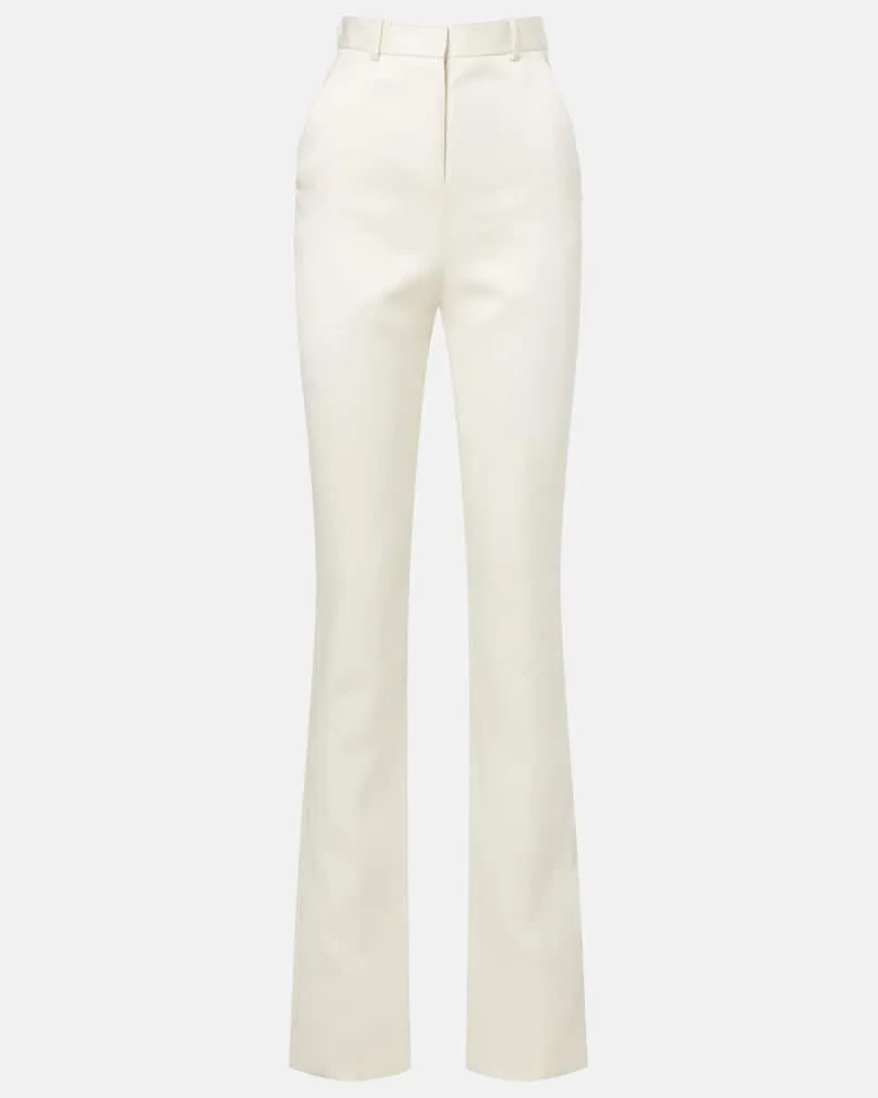 Calvin Klein High-Rise-Hose Lucia aus Wolle und Seide Weiß