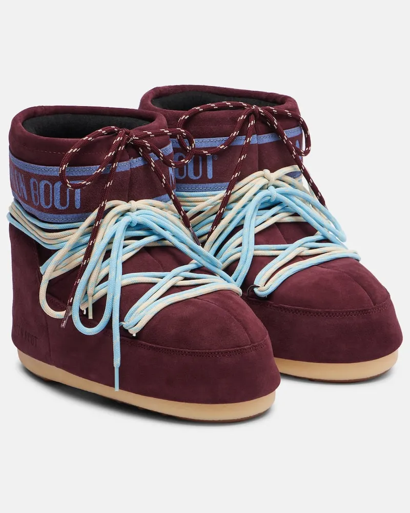 Moon Boot Ankle Boots Icon aus Veloursleder Burgund