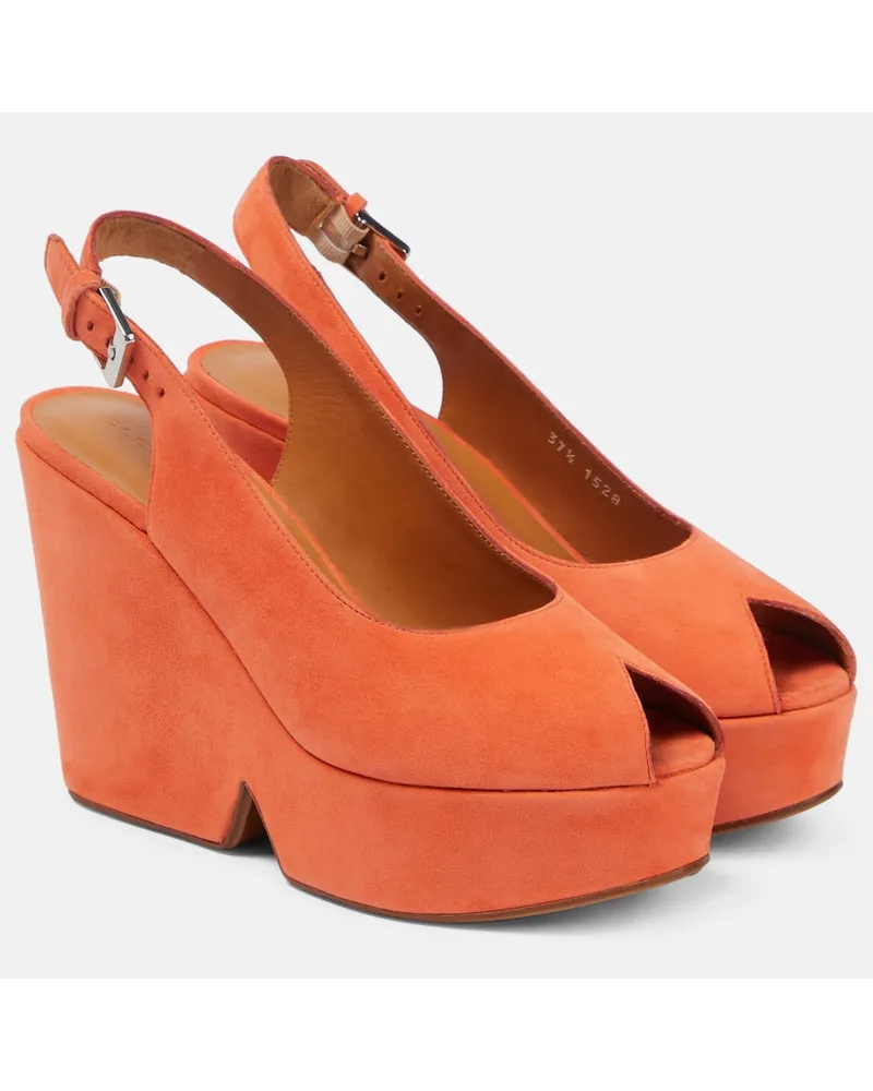 Robert Clergerie Plateausandalen Dylan aus Veloursleder Orange