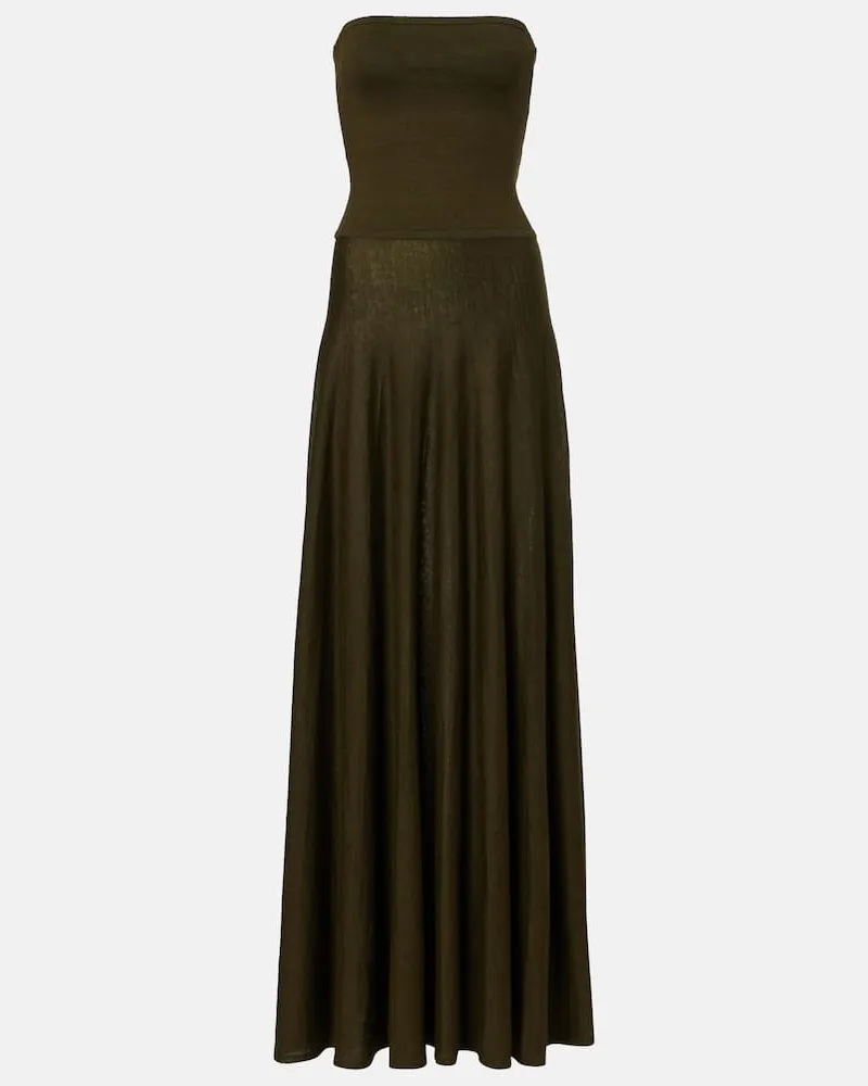 Alaïa Alaïa Bustier-Kleid aus einem Leinengemisch Grün