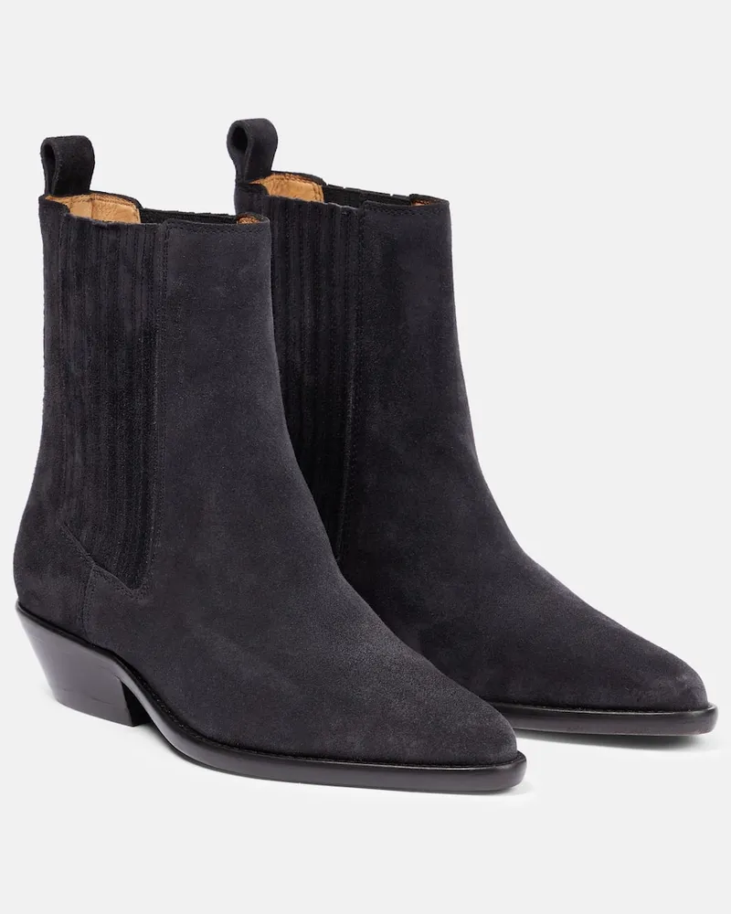 Isabel Marant Ankle Boots Delena aus Veloursleder Schwarz