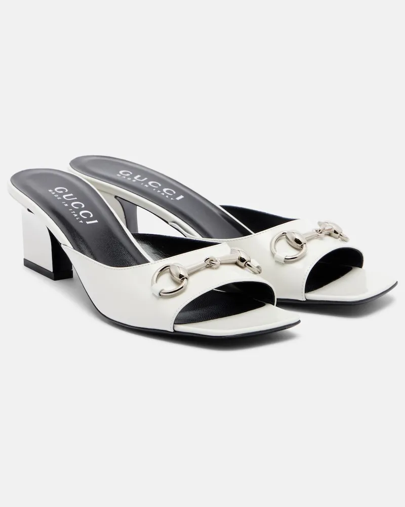 Gucci Pantoletten Signora Horsebit aus Leder Weiß