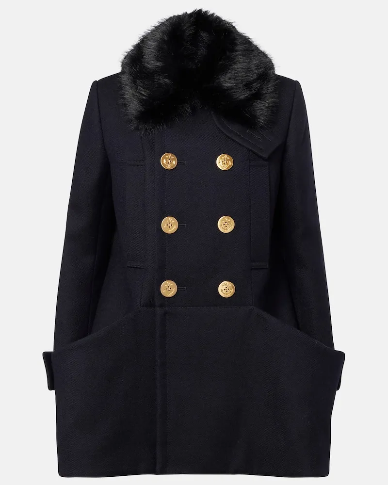 Sacai Mantel aus Wolle Blau
