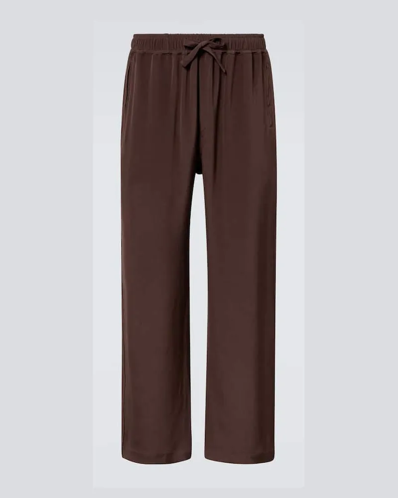 SAMAN AMEL Weite Hose aus Seide Braun