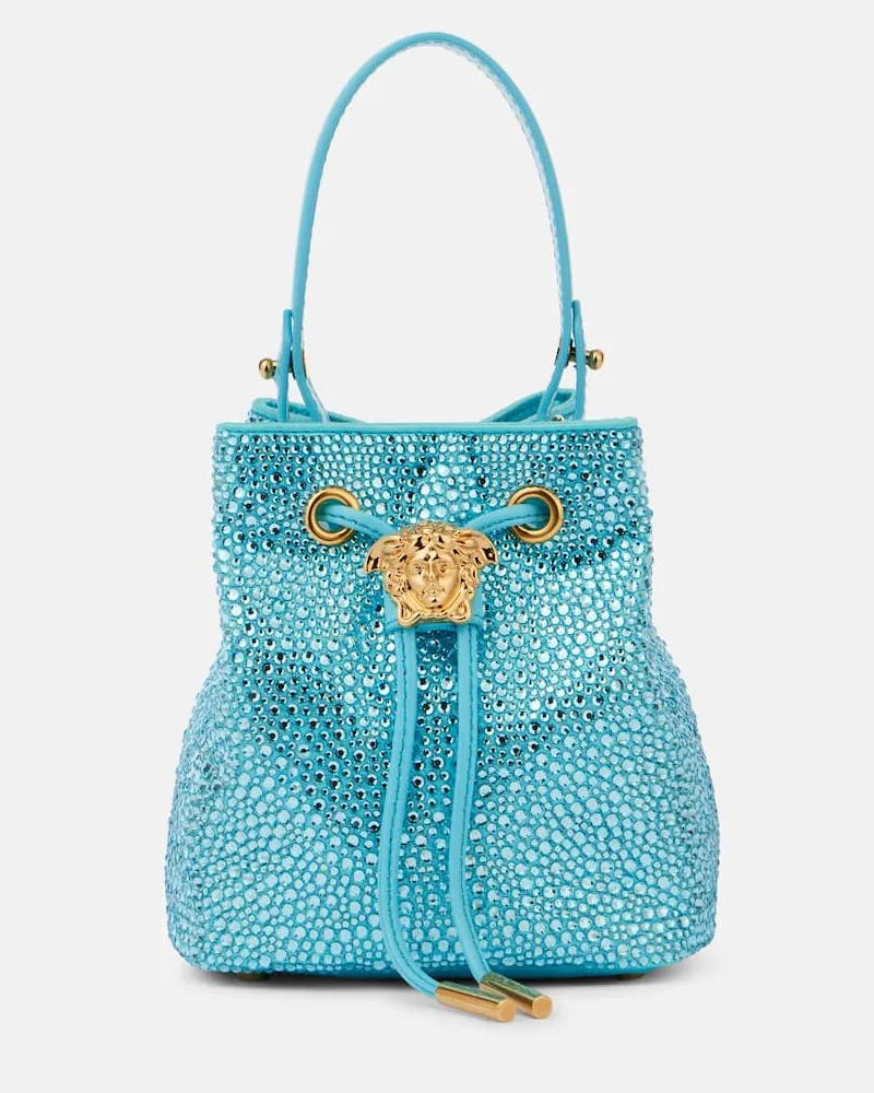 Versace Bucket Bag La Medusa Medium mit Kristallen Blau