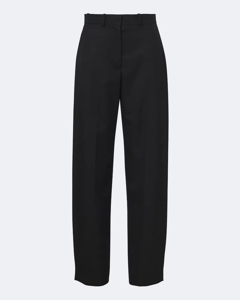 Loewe Weite Hose Double L aus Wolle Schwarz