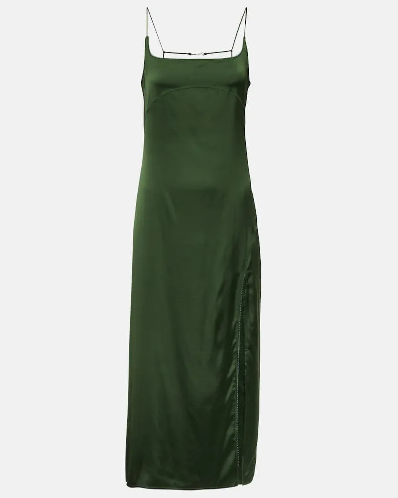 Jacquemus Slipdress La Robe Notte aus Satin Grün
