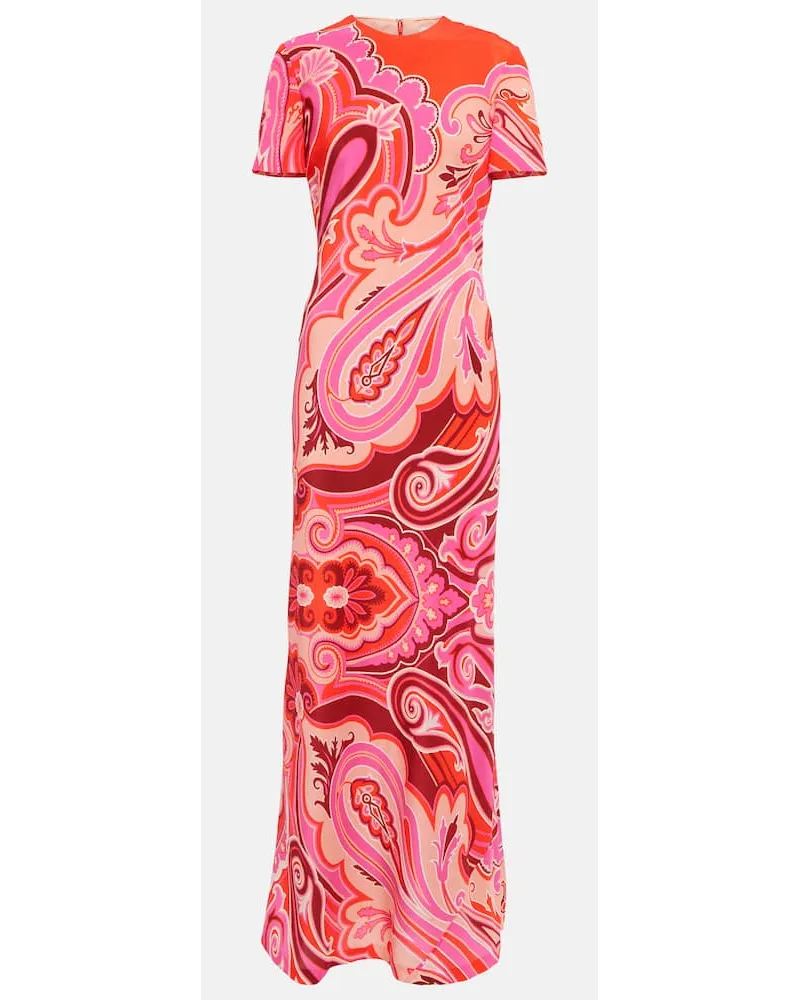 Etro Bedruckte Robe aus Seide Pink