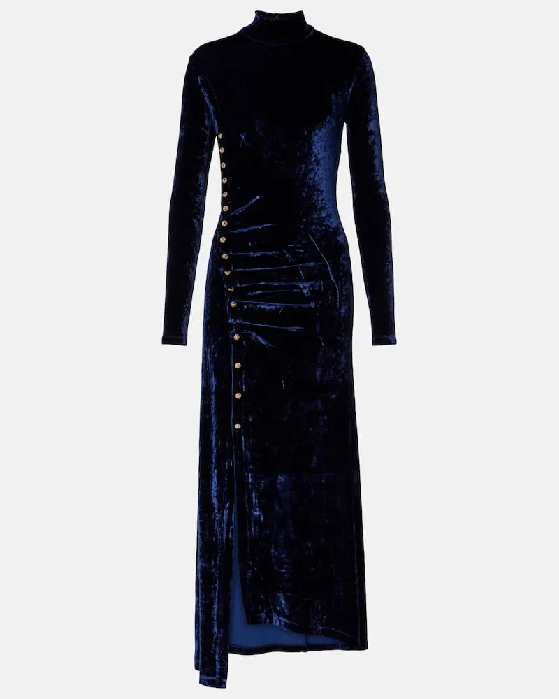 Paco Rabanne Midikleid aus Samt Blau