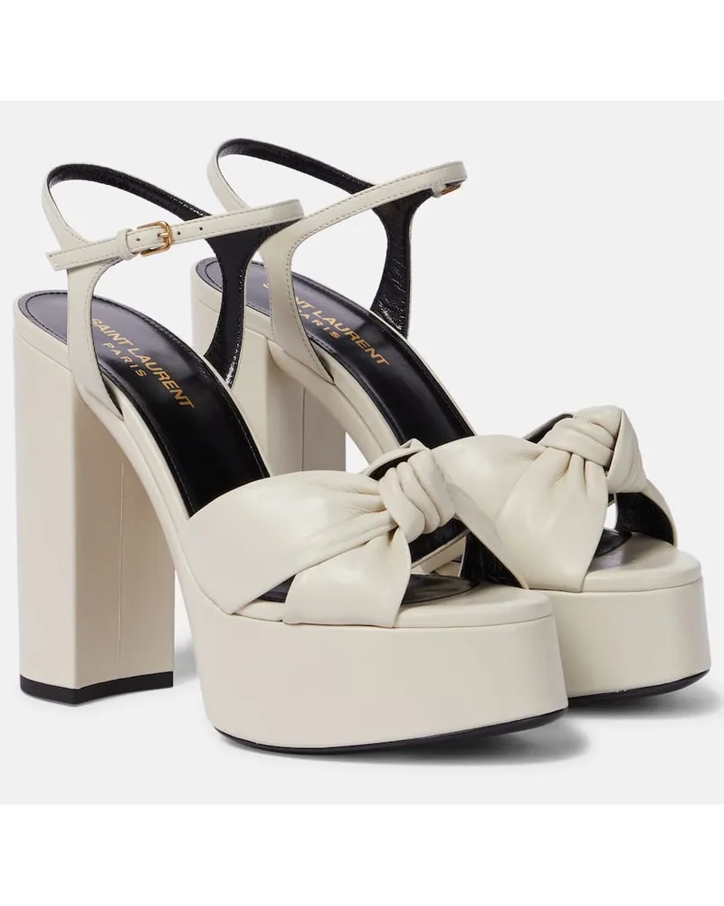 Saint Laurent Plateausandalen Bianca 125 aus Leder Weiss