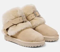 Ankle Boots aus Veloursleder mit Shearling