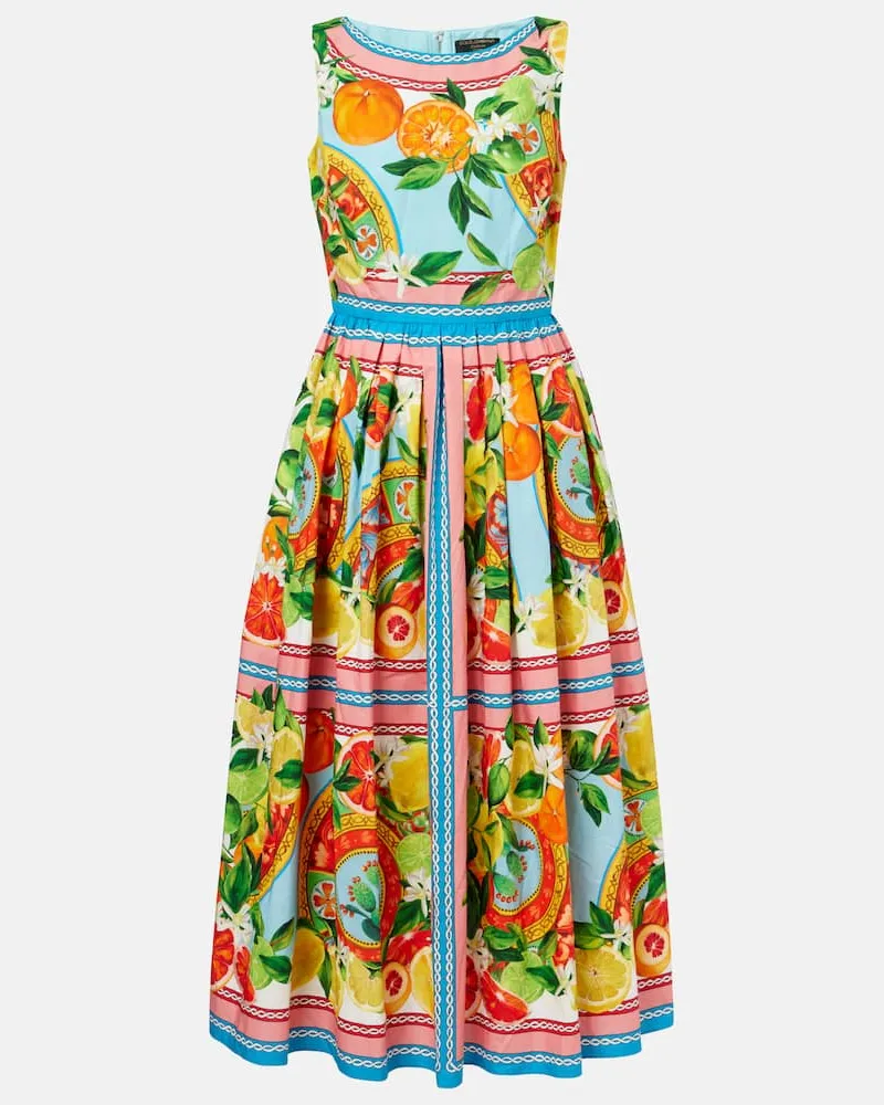 Dolce & Gabbana Bedrucktes Midikleid Taormina aus Baumwolle Multicolor
