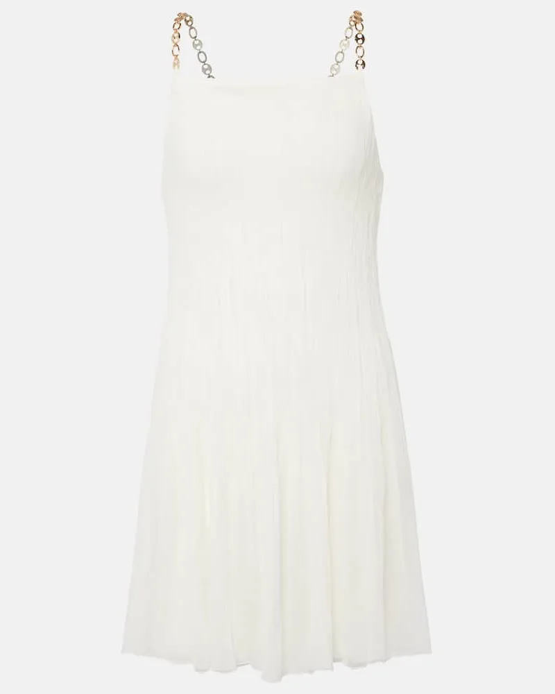 Paco Rabanne Verziertes Minikleid aus einem Seidengemisch Weiß