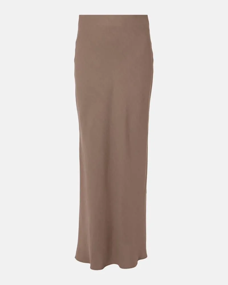 Brunello Cucinelli High-Rise-Maxirock aus Twill Braun