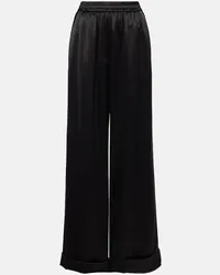 Dolce & Gabbana Weite High-Rise-Hose aus einem Seidengemisch Schwarz