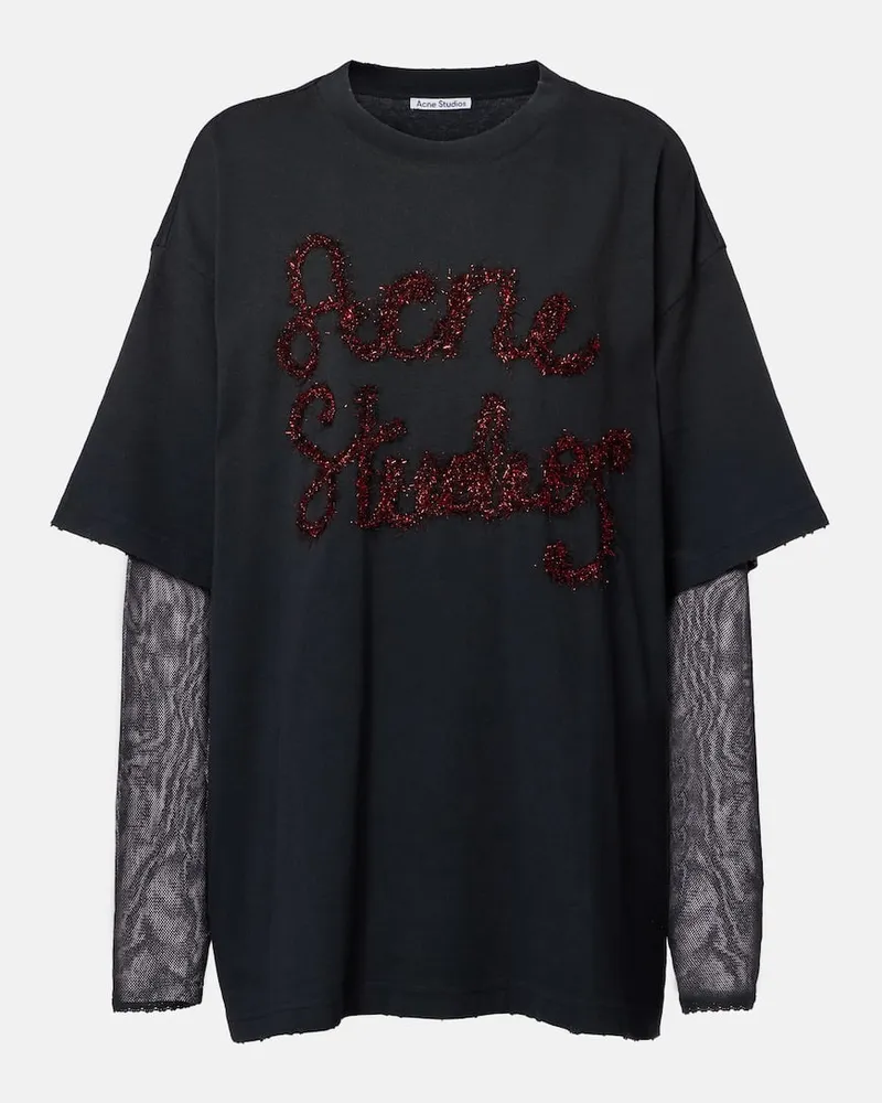 Acne Studios Longsleeve aus Jersey und Mesh Grau