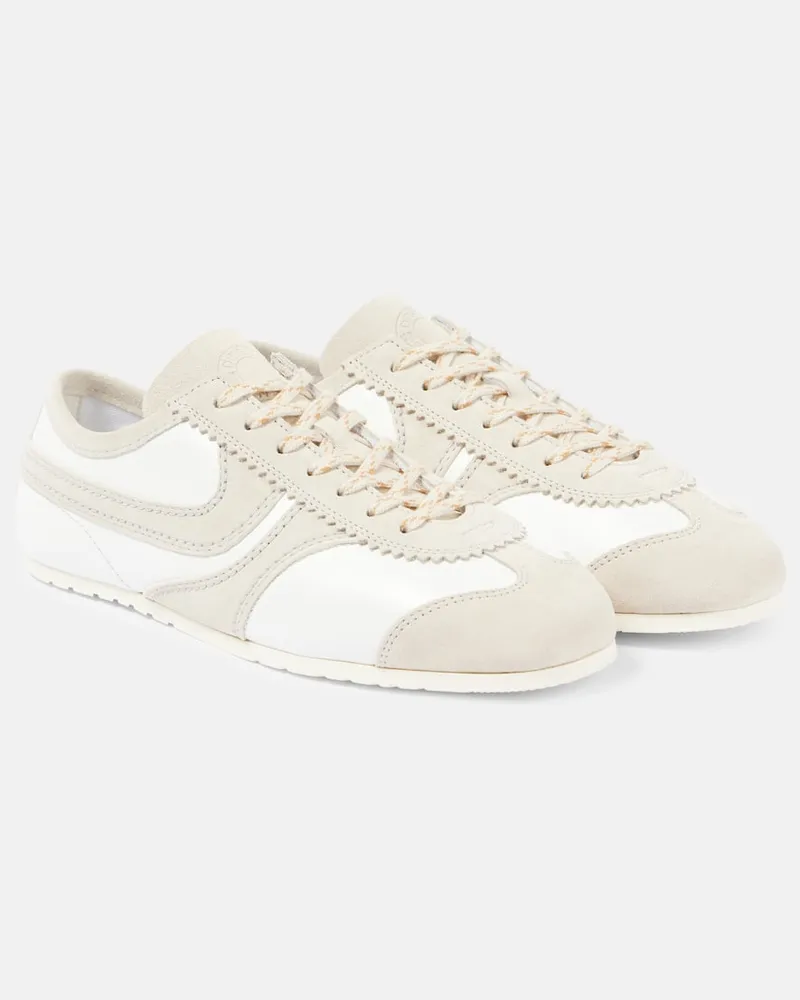 Dries van Noten Sneakers aus Leder mit Veloursleder Weiß