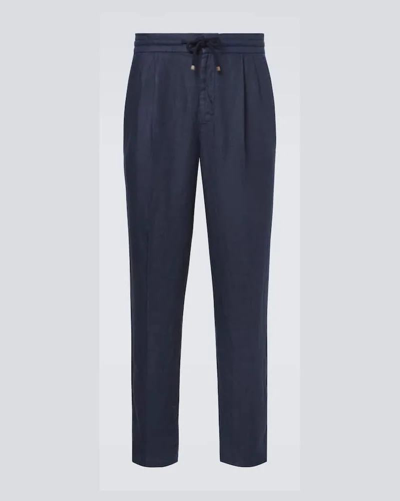 Brunello Cucinelli Hose aus Leinen-Gabardine Blau