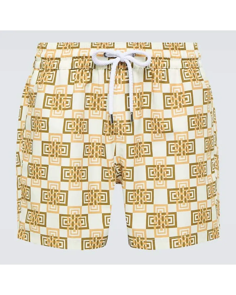 Frescobol Carioca Bedruckte Badeshorts Angra Clube Weiss