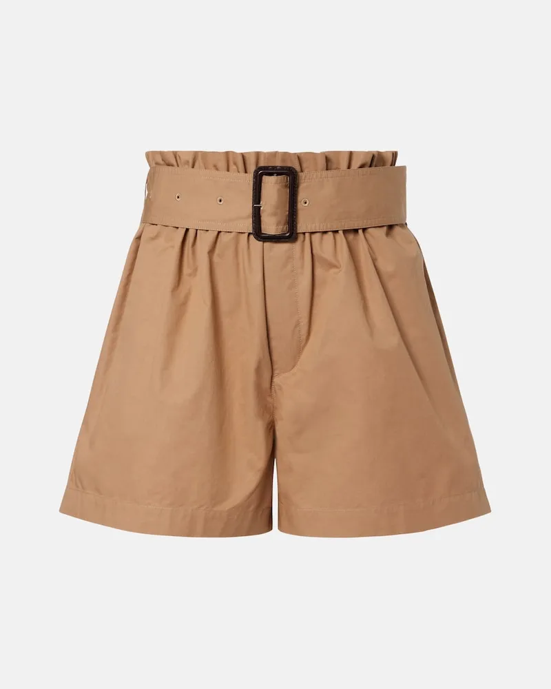 Saint Laurent Shorts aus Baumwolle mit Gürtel Braun