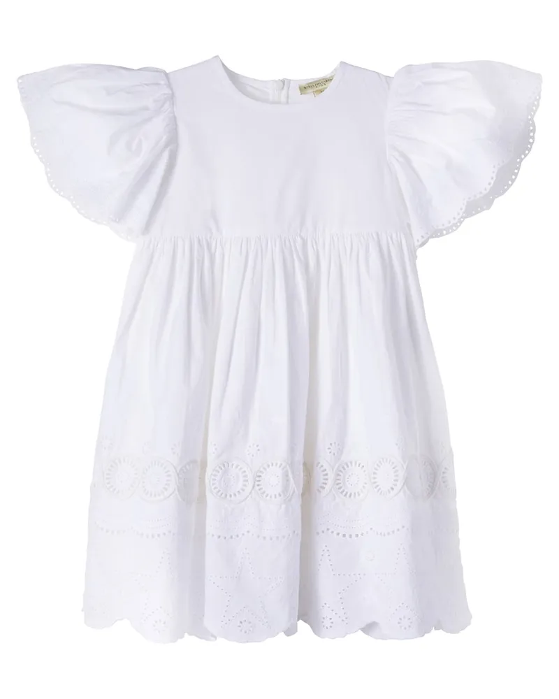 Stella McCartney Kids Besticktes Kleid aus Baumwollpopeline Weiß