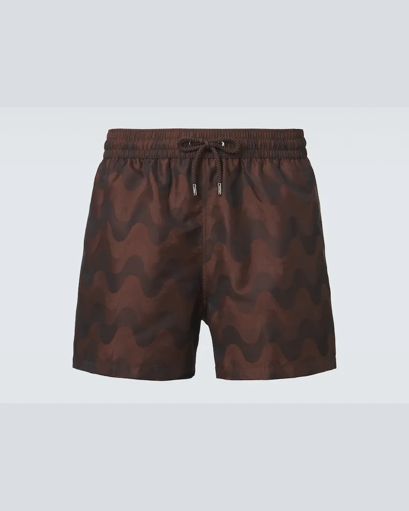 Frescobol Carioca Badeshorts Rio aus Jacquard Braun