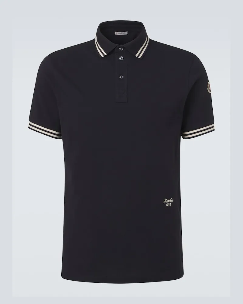 Moncler Polohemd aus Baumwoll-Piqué Blau