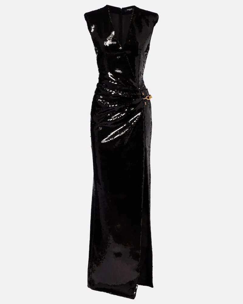 Balmain Robe mit Pailletten Schwarz