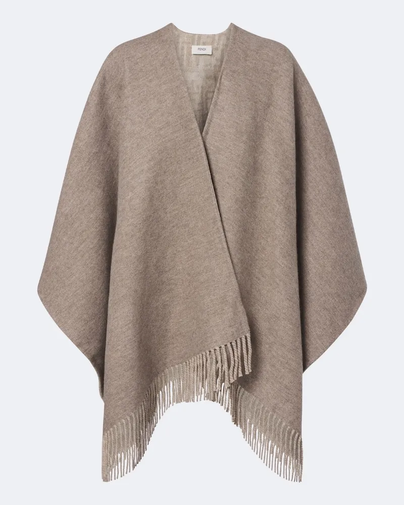 Fendi Wendbarer Poncho aus Wolle und Kaschmir Beige