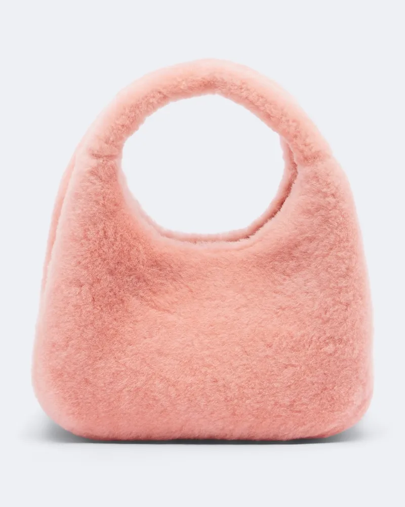 Bottega Veneta Henkeltasche Campana aus Shearling Rosa