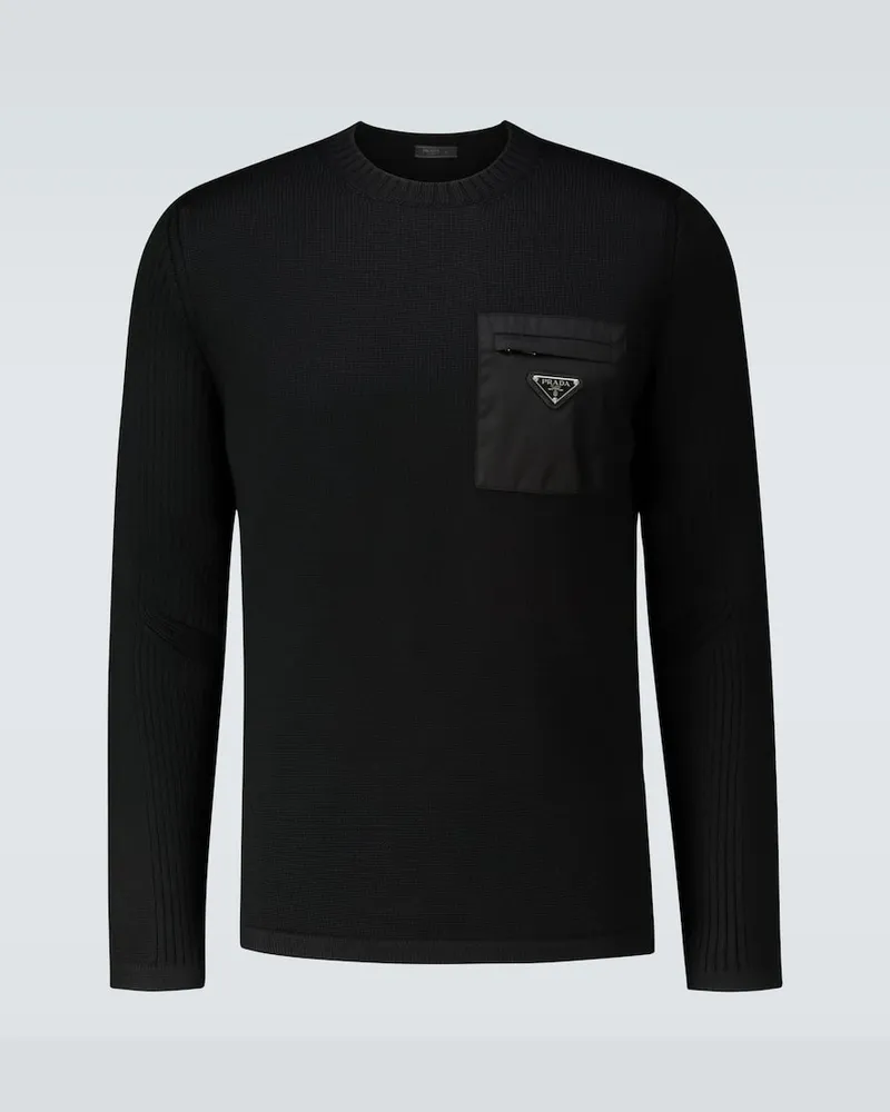 Prada Wollpullover mit Logo-Detail Schwarz
