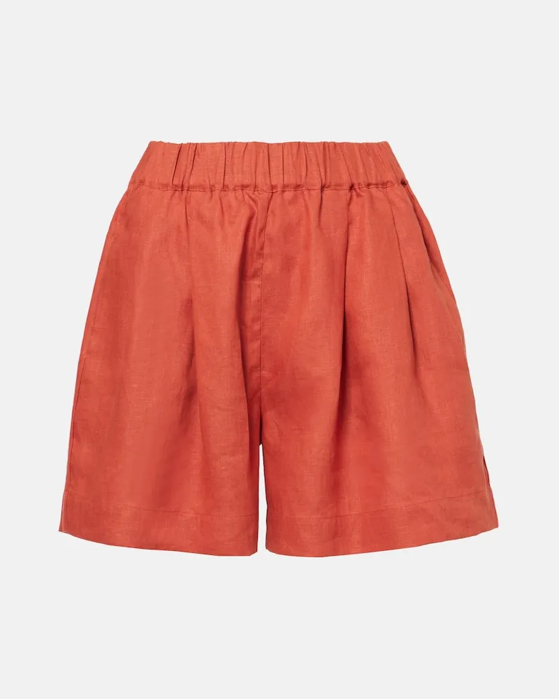 ASCENO Shorts Zurich aus Leinen Braun